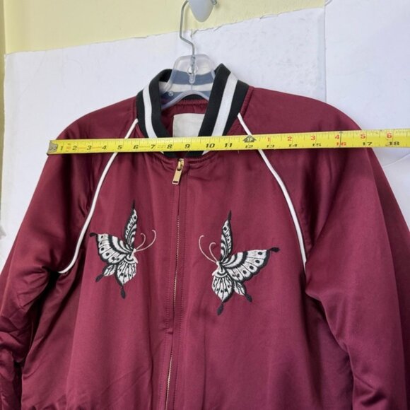 Aritzia WilfredFree Toulin Embroidered Satin Bomber Jacket Quilted Pockets Zip M - Picture 14 of 16